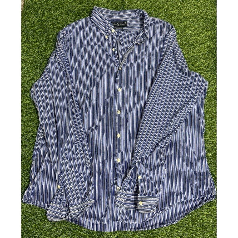 Ralph Lauren Button Shirt Men's XXL Custom Fit Long Sleeve Striped Watch Picture